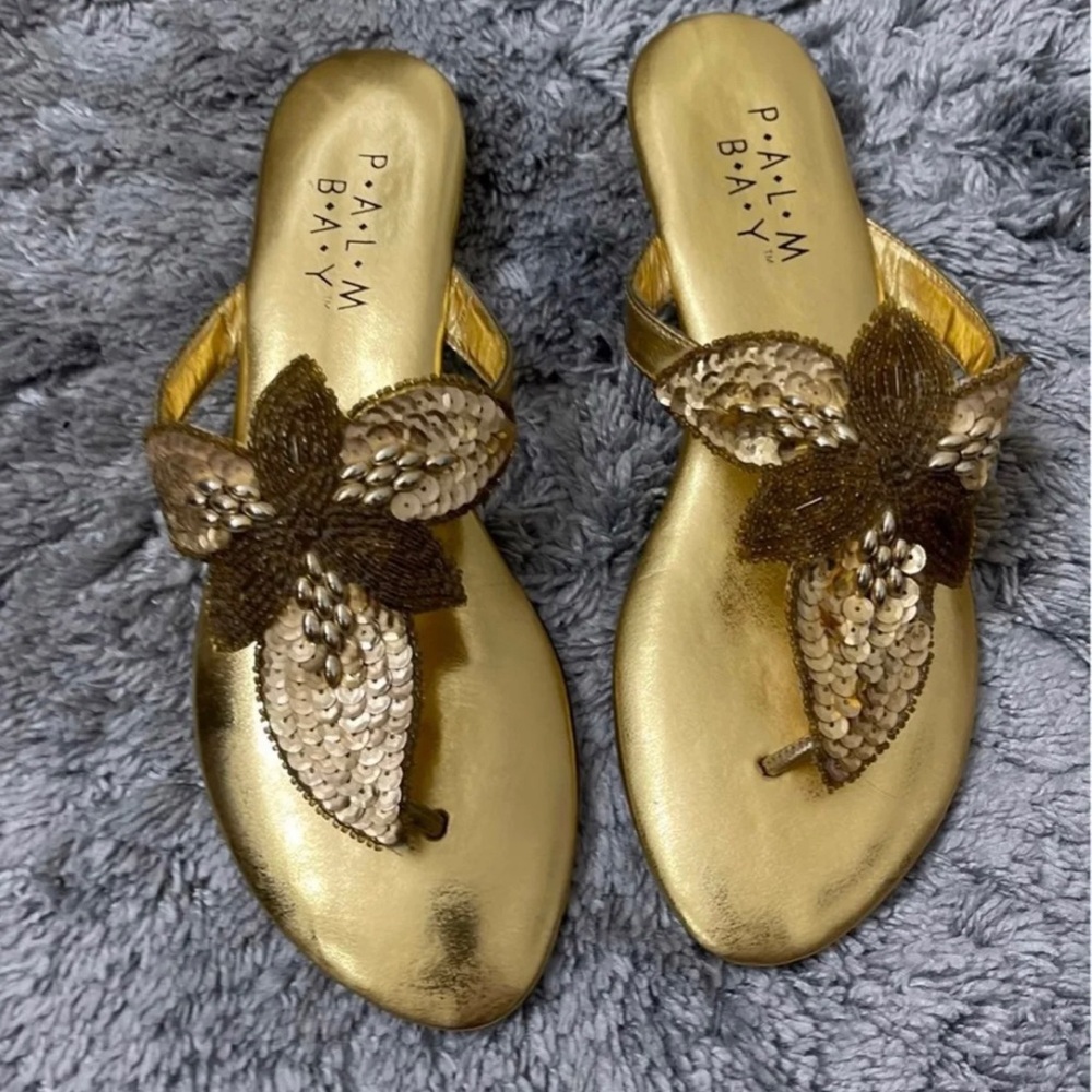 EUC Palm Bay Gold Sequin Sandals (Size 7.5) - Picture 3 of 7